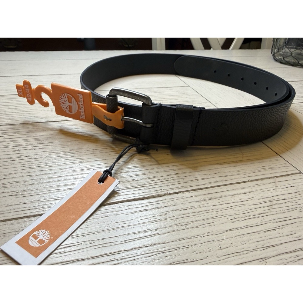 Timberland Men's NWT Black Leather Belt Full Grain Leather Sz 42/44, XL MSRP $55
